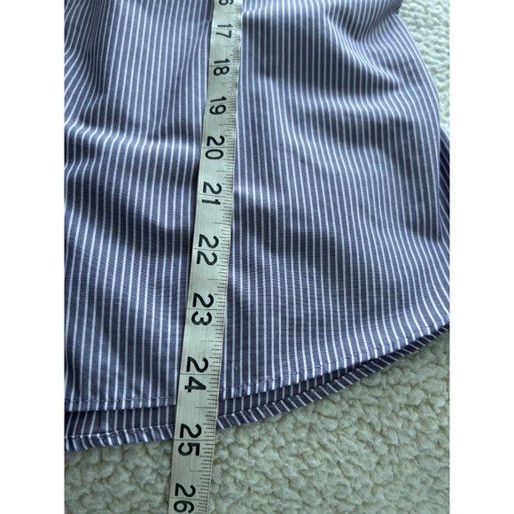 Lands' End Wrinkle Free Button Down Long Sleeve Blouse Top Purple/White Stripe 4 - Picture 8 of 8